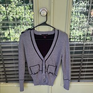 Material Girl Gray Cardigan with Black Trim